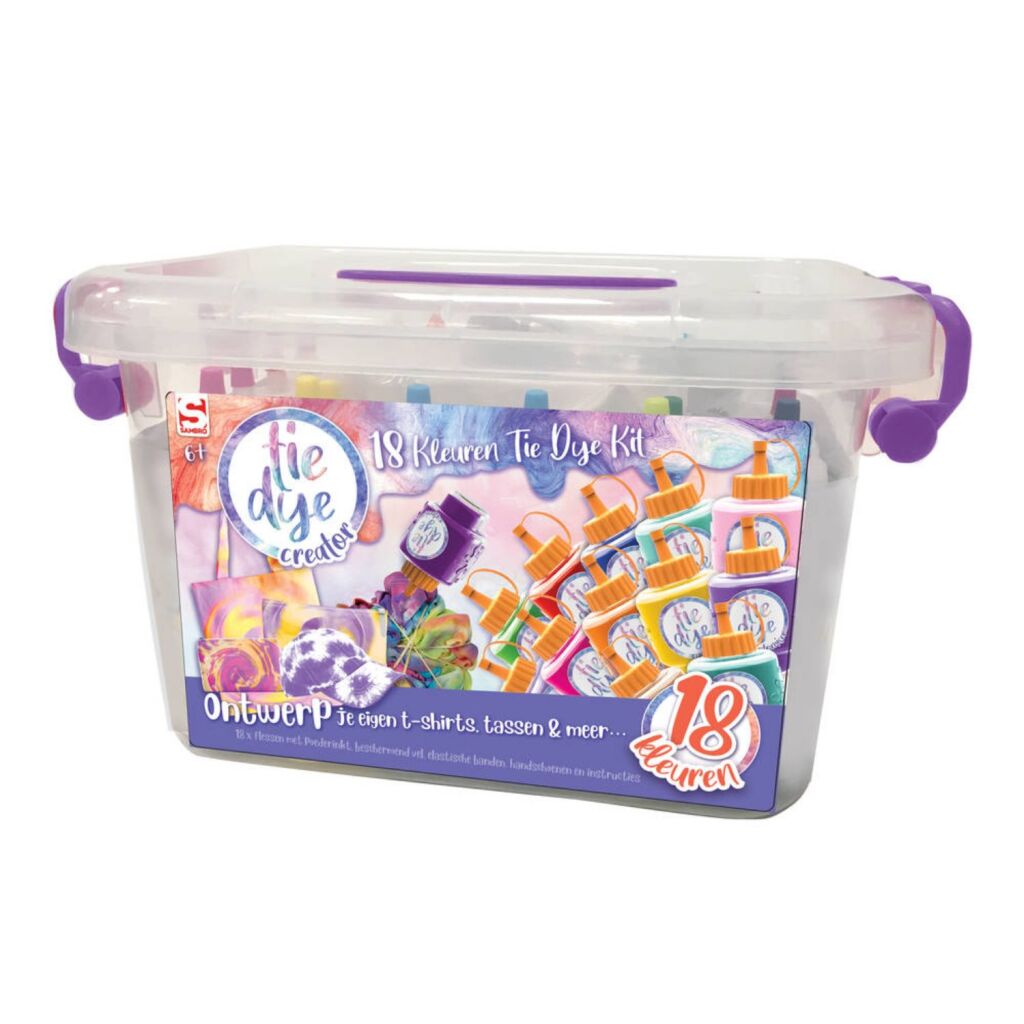 Valise Tie Dye basique, ensemble d'artisanat de peinture en tissu, 18 bouteilles