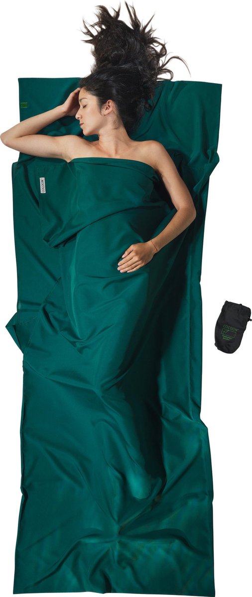 Drap de voyage Cocoon - sac à draps - microfibre - vert mousse