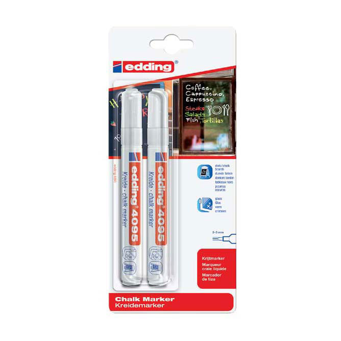 Marqueur à craie Quantore Edding blanc, 2 pcs.