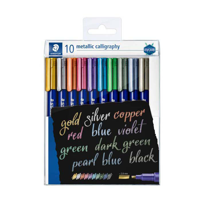 Ensemble métallique de stylos de calligraphie Quantore - 10 couleurs
