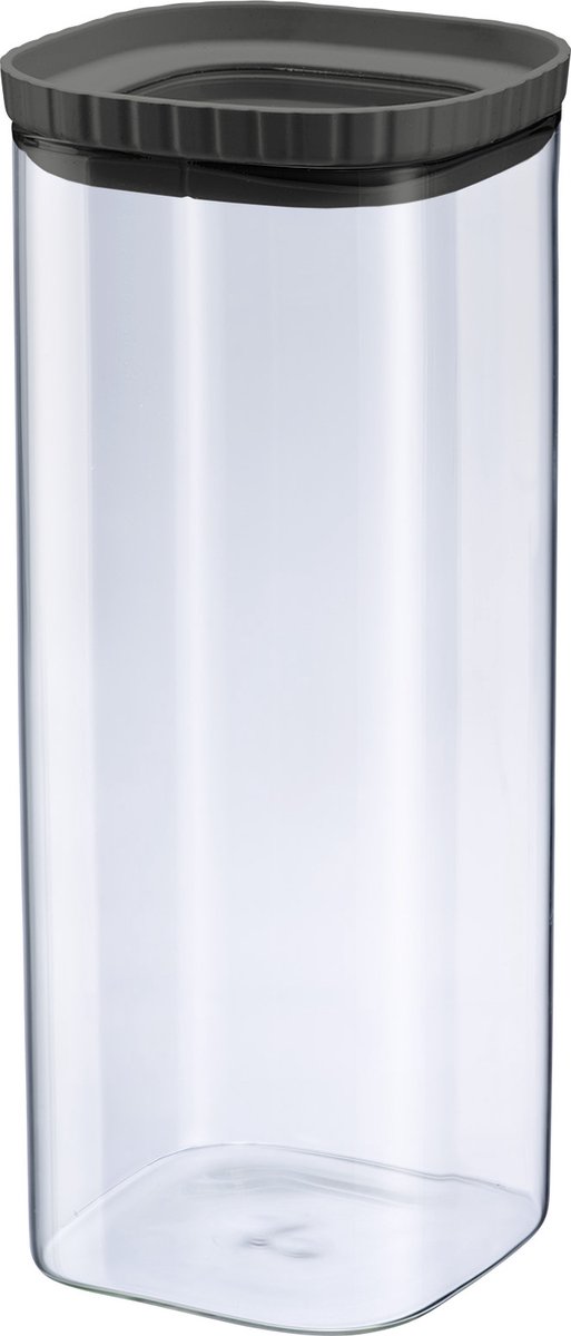 Pot en verre Westmark avec couvercle en silicone - pot de conservation pratique avec couvercle, idéal pour conserver les pâtes, les épices, le thé, les friandises et bien plus encore, carré, empilable - 2 230 ml
