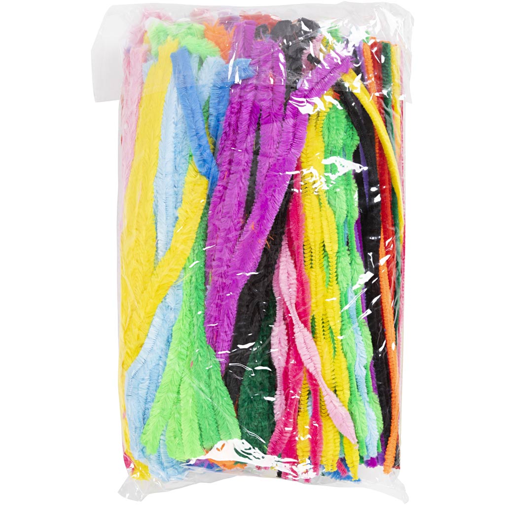 Creativ company chenille, l: 30 cm, épaisseur 6-15 mm, différentes couleurs, 500 div 1 boîte