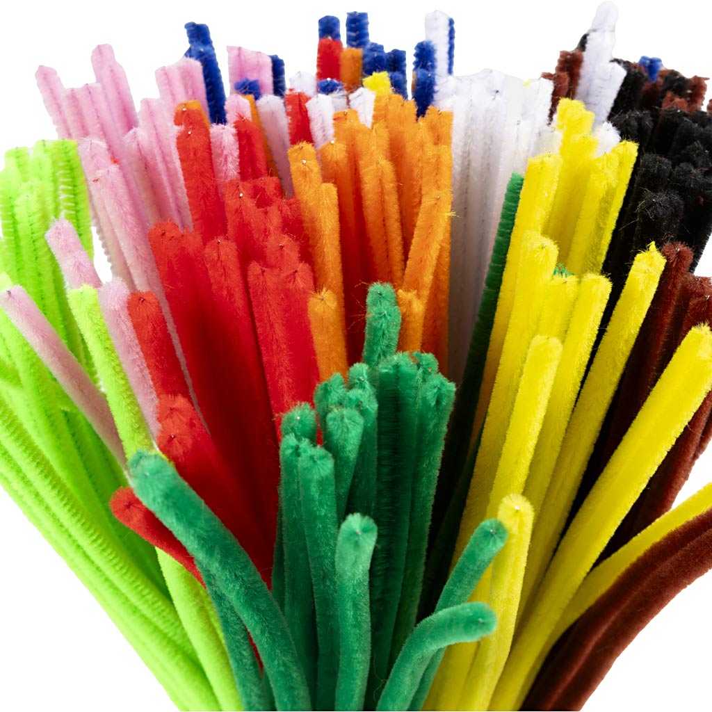 Creativ company chenille, l: 30 cm, épaisseur 6 mm, différentes couleurs, 200 div 1 boîte