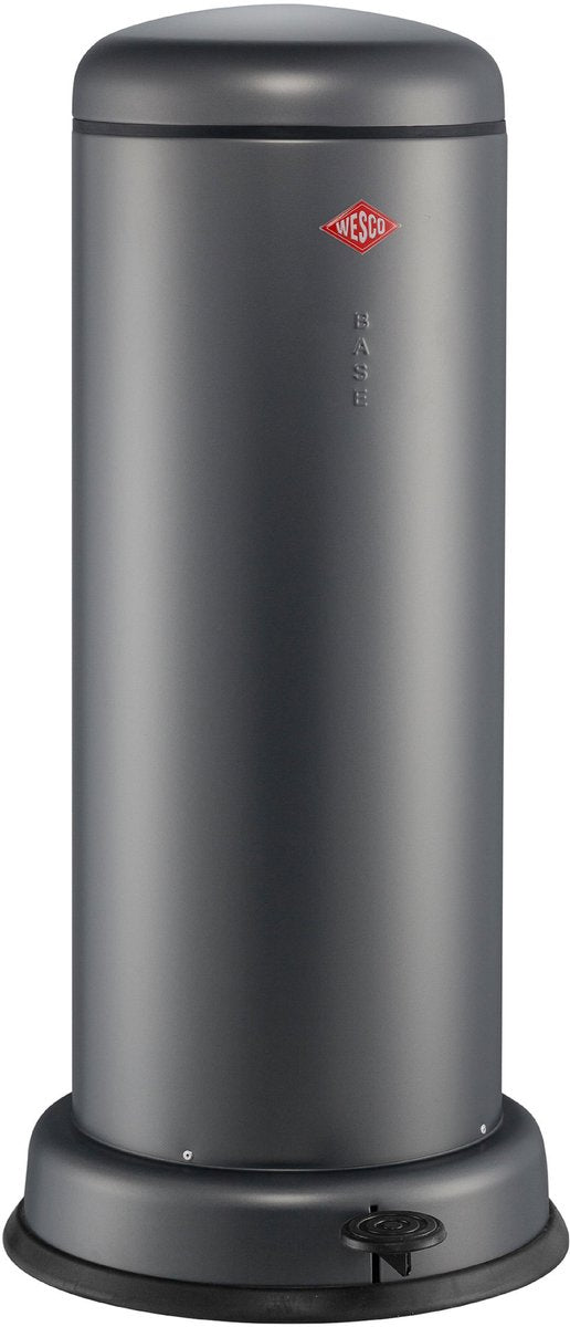 Wesco grande poubelle baseboy avec fermeture en douceur | 30 litres | métal - graphite mat | poubelle à pédale