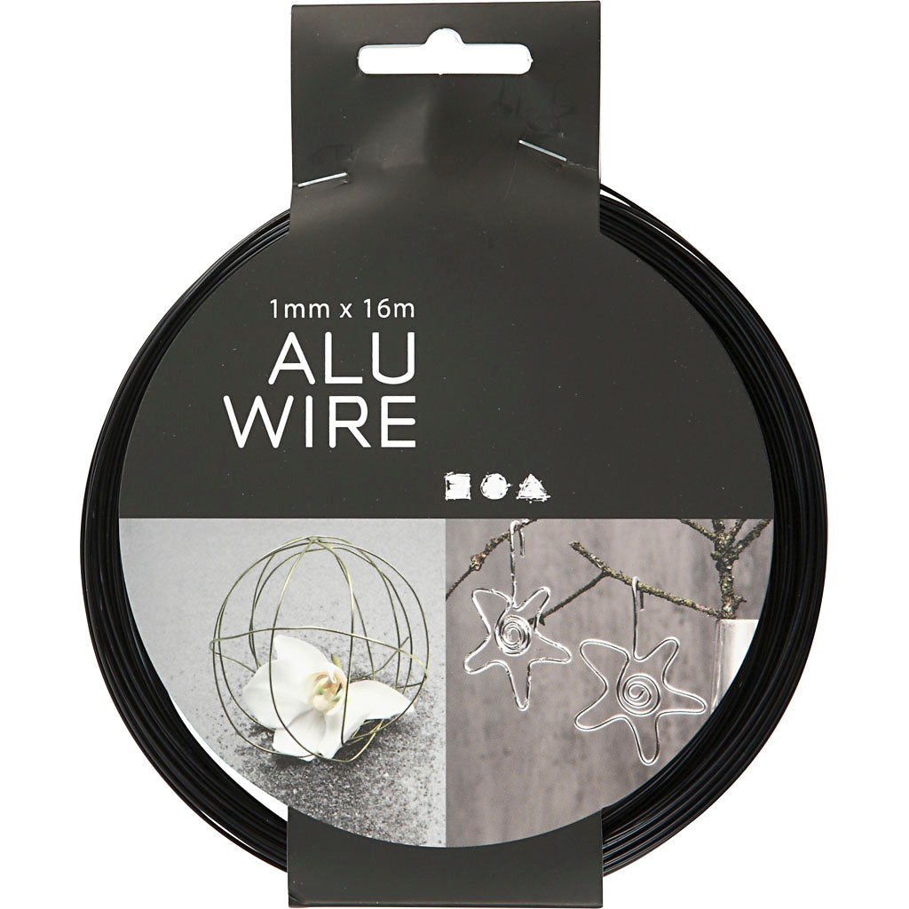 Fil alu Creativ company, rond, épaisseur 1 mm, noir, 16 m 1 rouleau