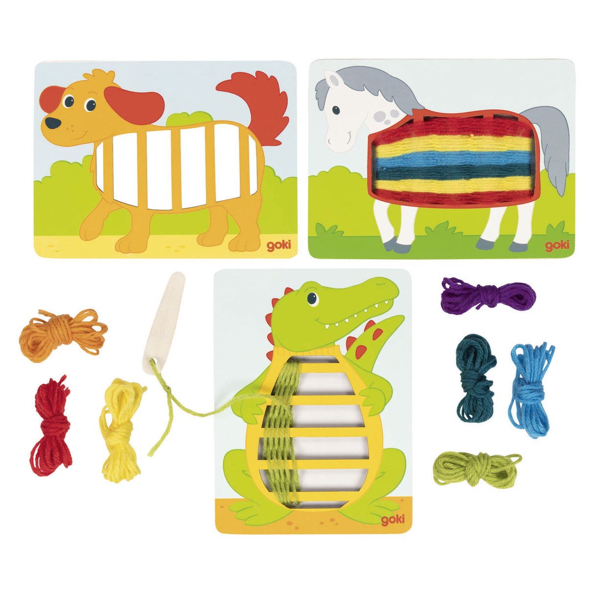 Puzzles de tissage en bois Goki, 3 pcs.