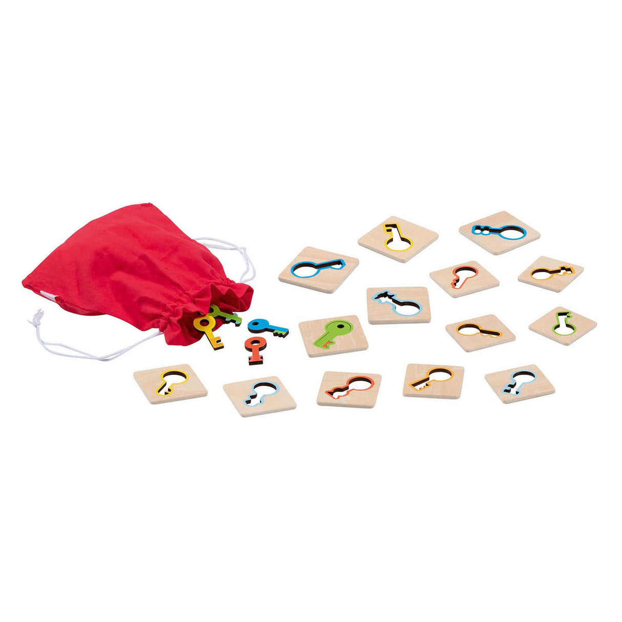Clés de jeu mémo en bois Goki, 18 pcs.