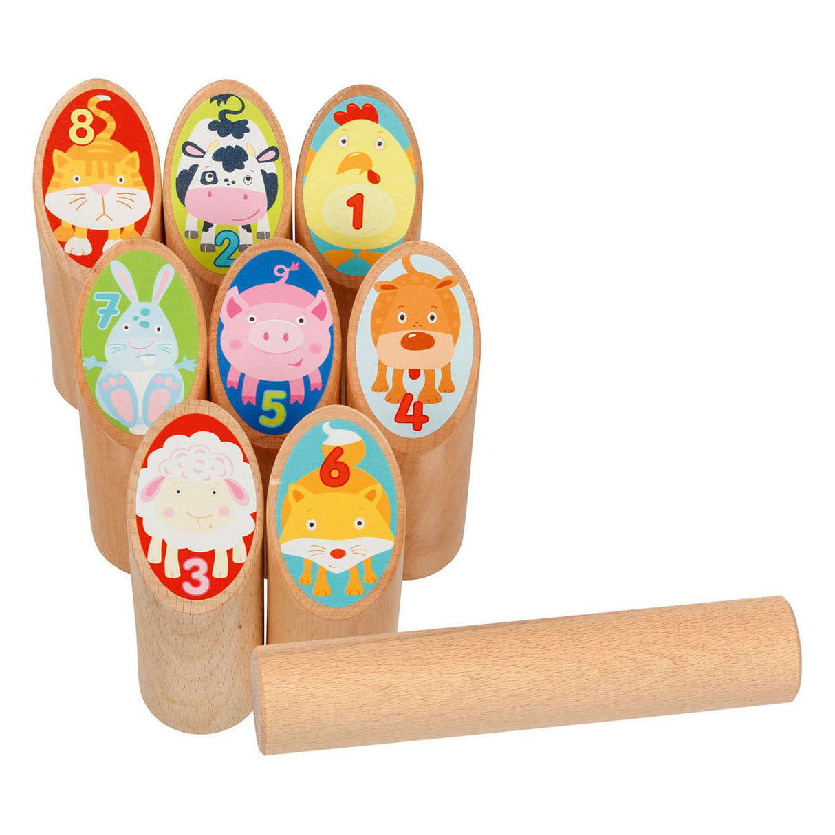 Goki Wooden Viking Game Animaux Kubb en sac en coton