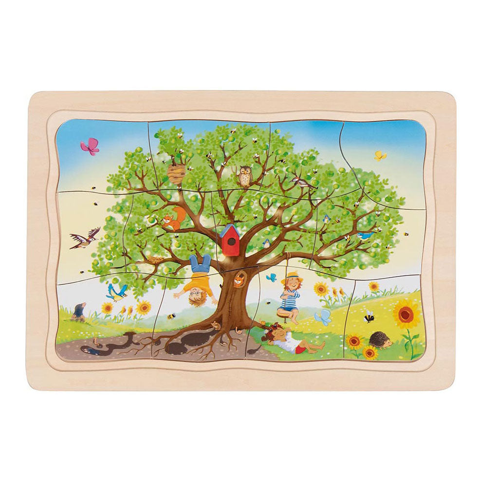 Puzzle Goki - les saisons du pommier - 47 pièces - 4 couches - 28,5x20x1,5cm - bois - 3+