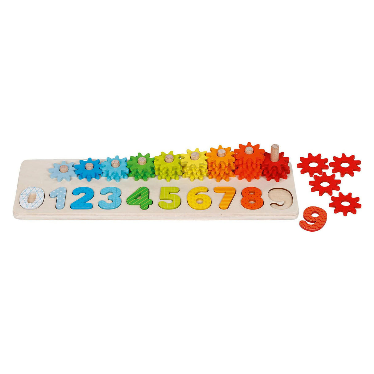 Apprentissage Goki : compter avec des engrenages 40x12x6,5cm, bois