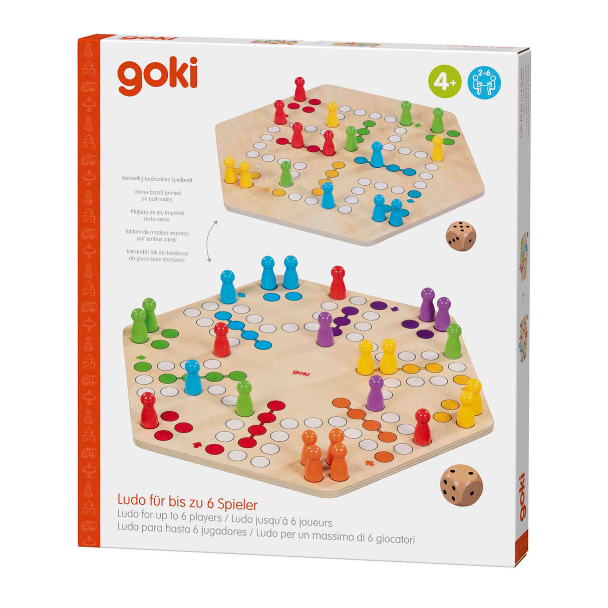 Jeu ludo en bois Goki 6 joueurs
