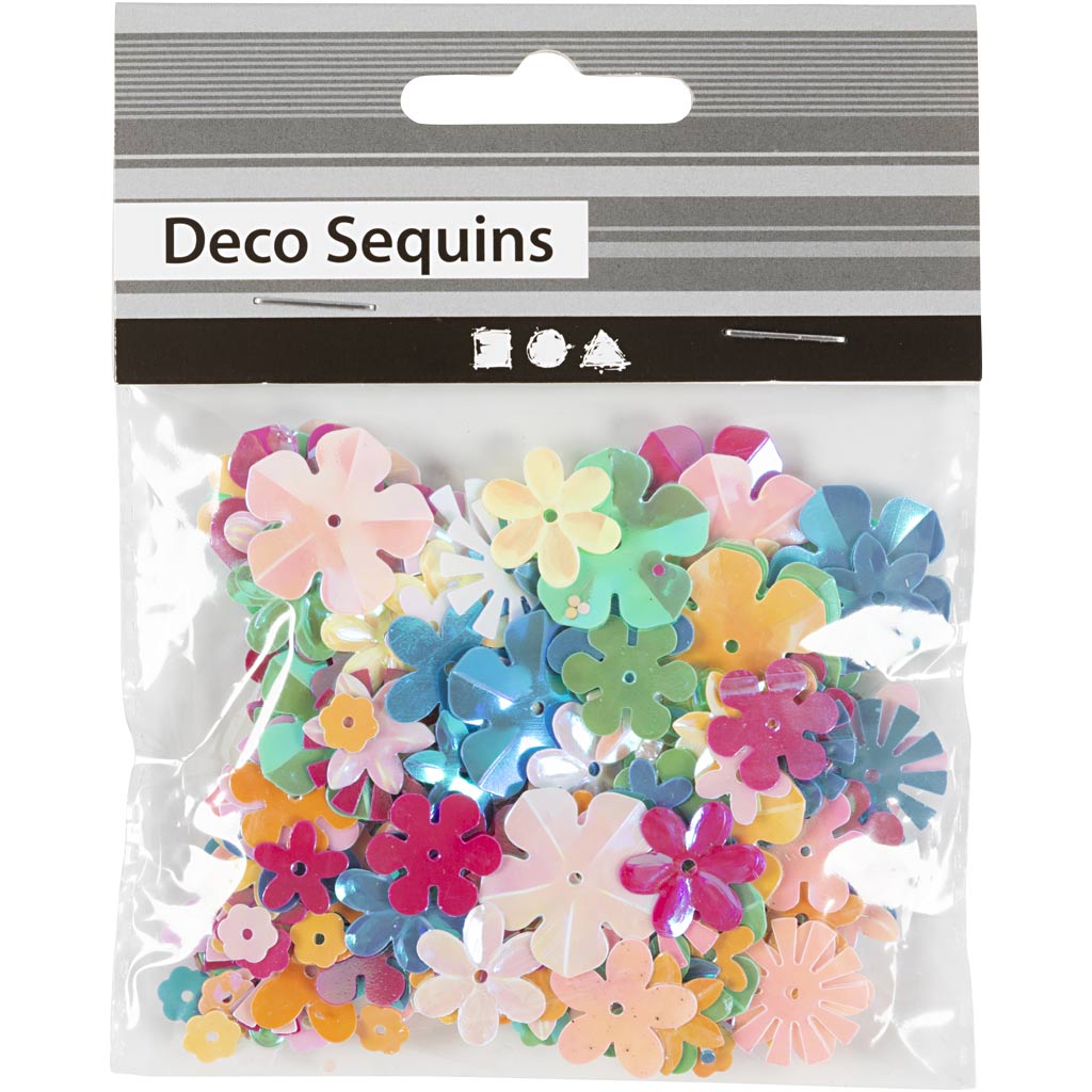 Paillettes Creativ Company, taille 6-20 mm, env. 390 pièces, couleurs pastel, 10 g 1 boîte