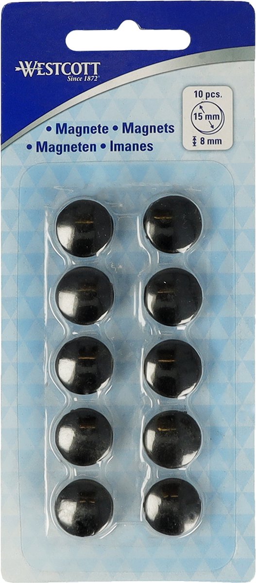 Aimants Westcott - ø 15x8mm - noir - 10 pièces - ac-e10801