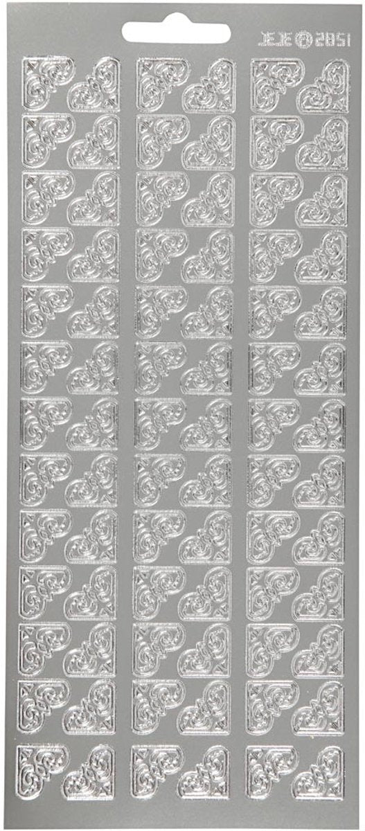 Creativ company stickers argent - feuille d'autocollants d'angle - autocollants décoratifs autocollants - bricolage carterie scrapbooking décoration - 10x23 cm
