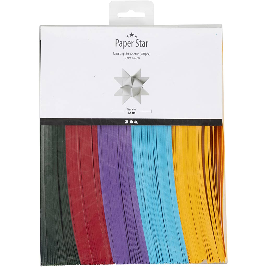 Bandes de tressage Creativ company, l : 45 cm, d 6,5 cm, l : 15 mm, différentes couleurs, 500 pièces 1 boîte