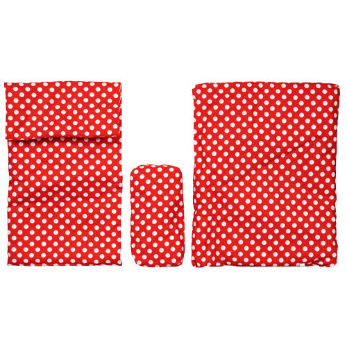 Literie de poupée Goki - rouge à pois blancs