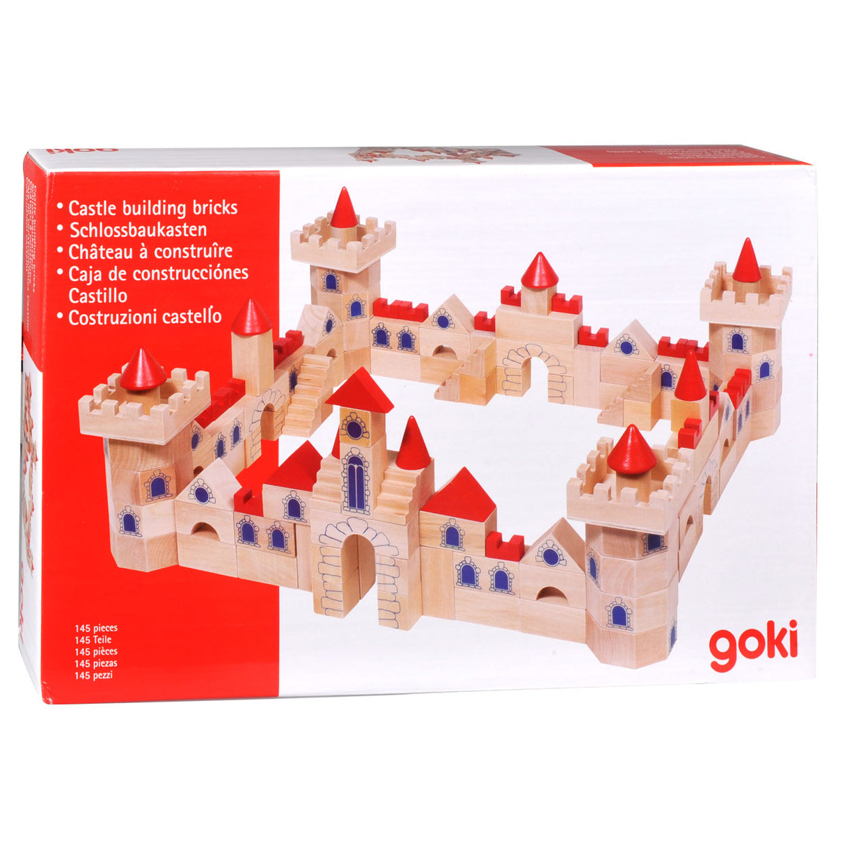 Château de blocs de construction en bois Goki, 145 pièces.