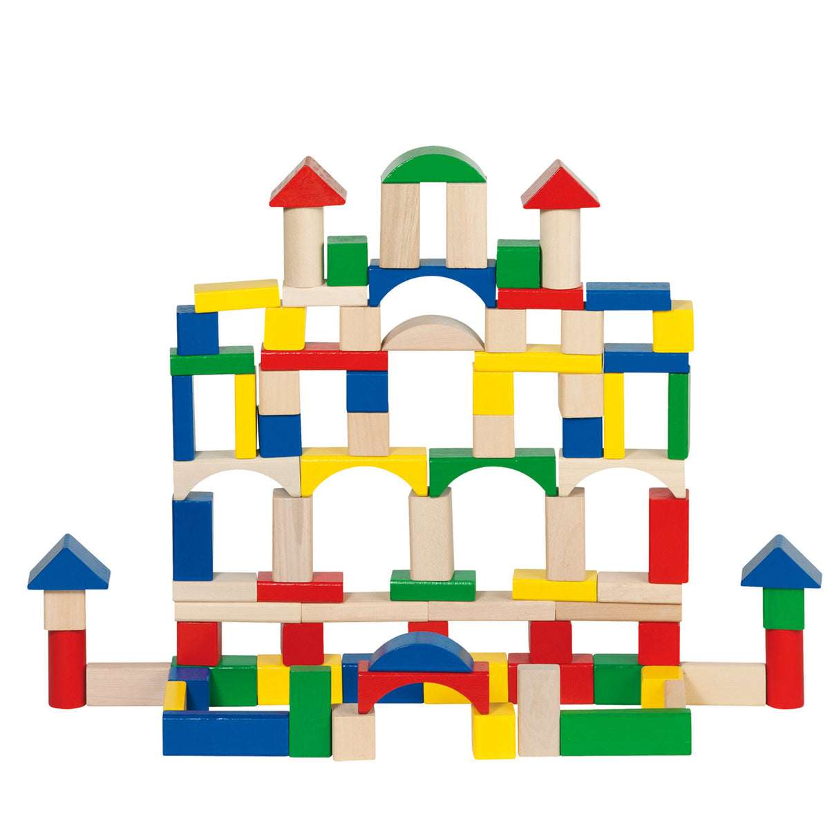 Blocs de construction en bois Goki en tonnes - couleur, 100 pcs.