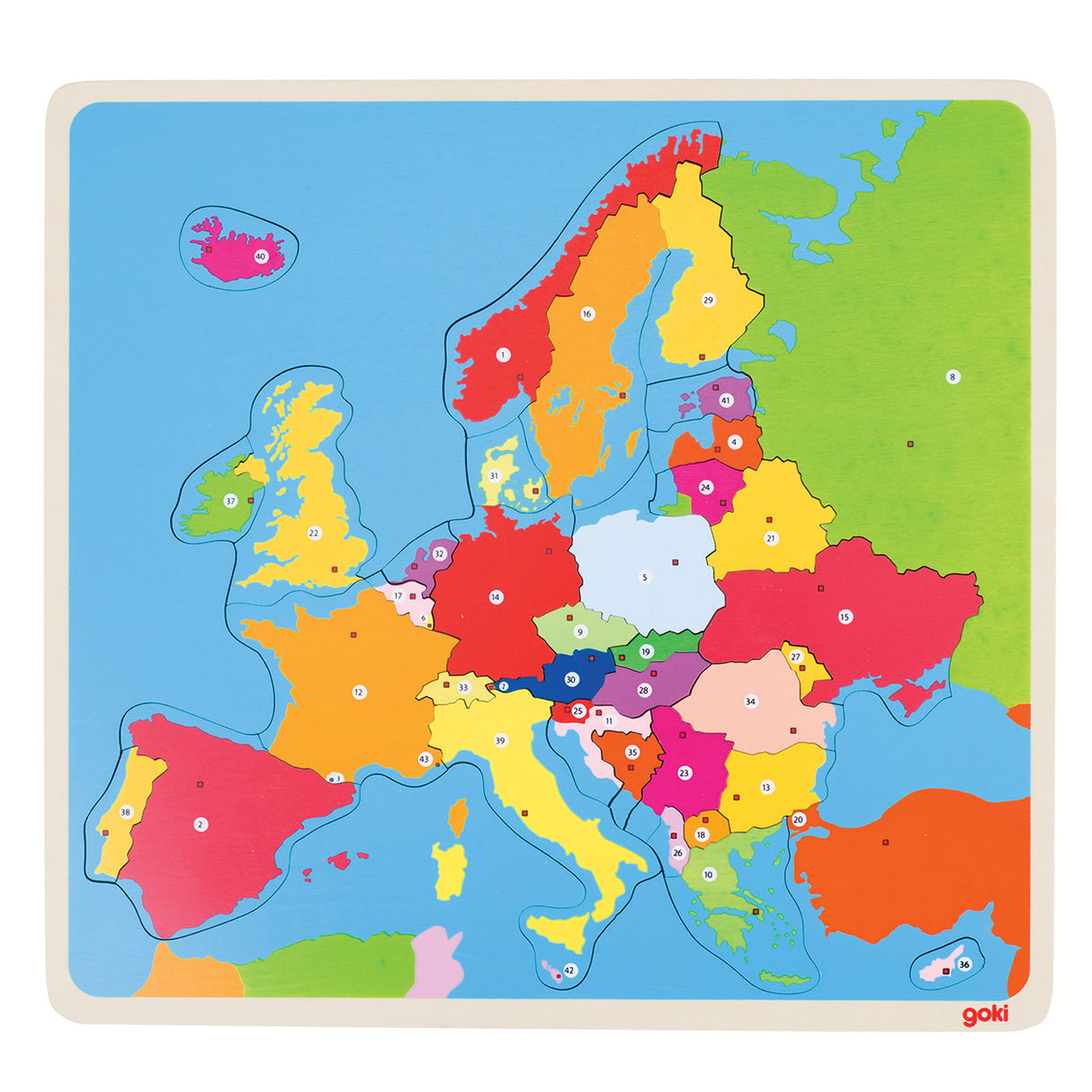 Puzzle Goki - Europe - 35 pièces - 32x30x1cm - bois - 5+