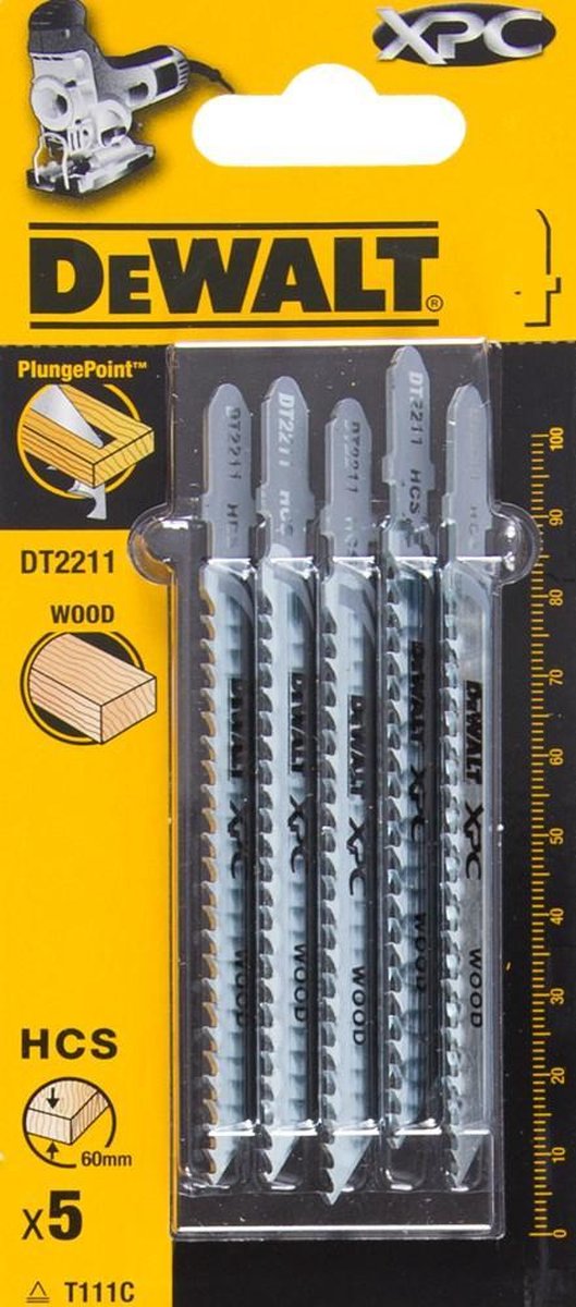 Dewalt dt2211-qz - lames de scie sauteuse à bois - 100 mm - point de plongée™ - bimétallique