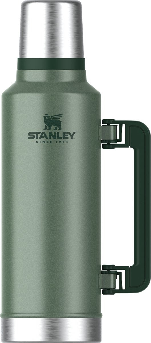 Bouteille thermos légendaire classique Stanley 1,9 l - garde au chaud pendant 45 heures, au froid pendant 2 jours - passe au lave-vaisselle - thermos en acier inoxydable - étanche - vert martelé