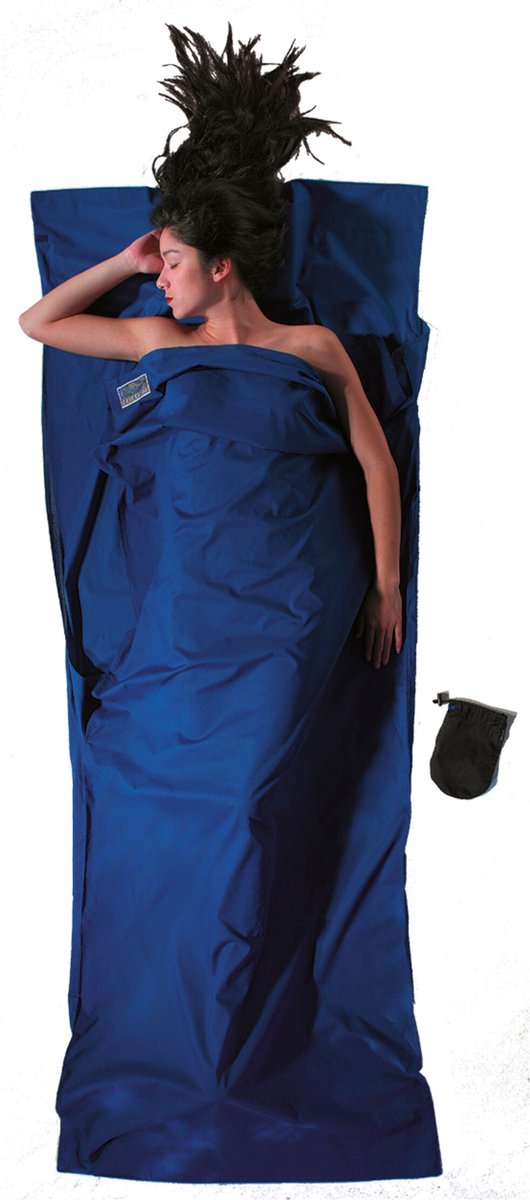 Drap de voyage Cocoon - drap sac - coton - bleu outremer