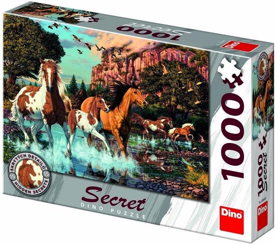 Dinotoys Puzzle dinosaure avec chevaux secrets - 1000 pièces