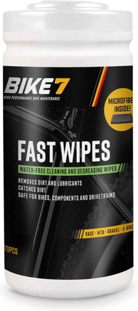 Bike7 - Pot de lingettes rapide avec 70 lingettes, y compris un tissu de nettoyage en microfibre