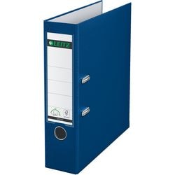 Ordner leitz 1010 plastic breedte 8cm blauw insteeketiket grijpgat