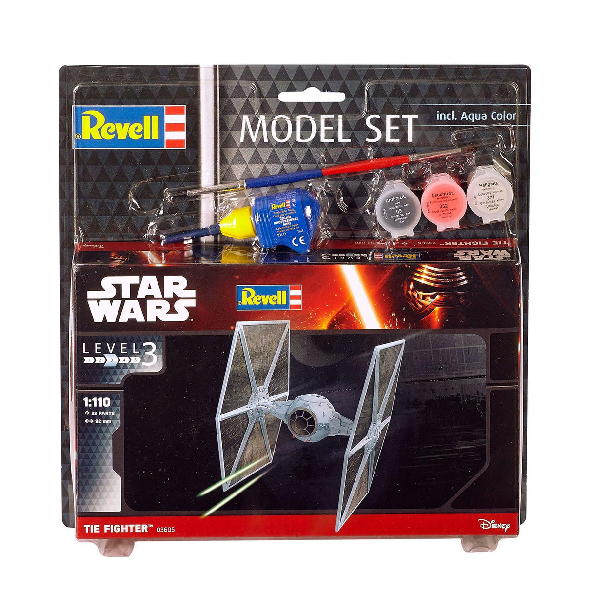 Ensemble de modèles Revell - Tie Fighter 22 pcs. - y compris couleurs de peinture de base