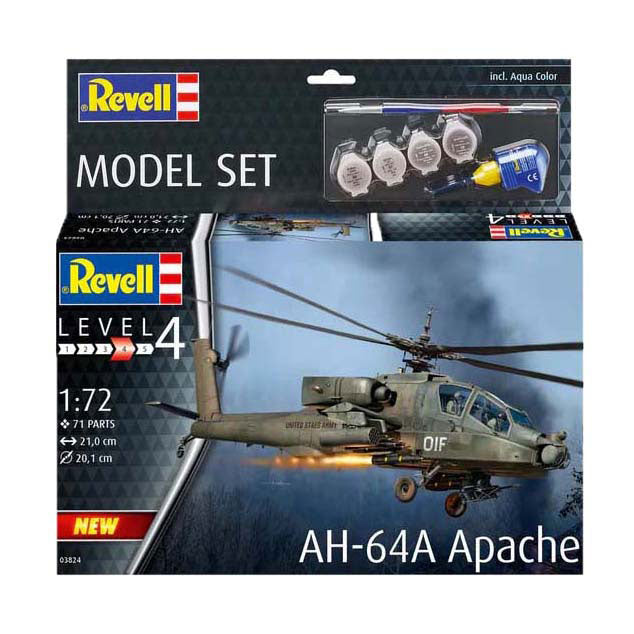 Maquette Revell - ah-64a apache 1:72 - 71 pcs. - y compris couleurs de peinture de base