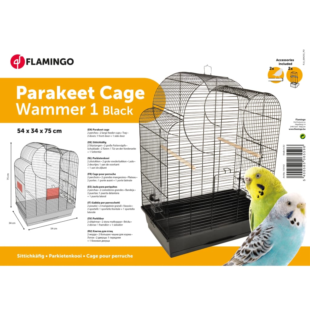 Flamingo Flamingo Grasparietenkooi Wammer 1 54x34x75 cm noir