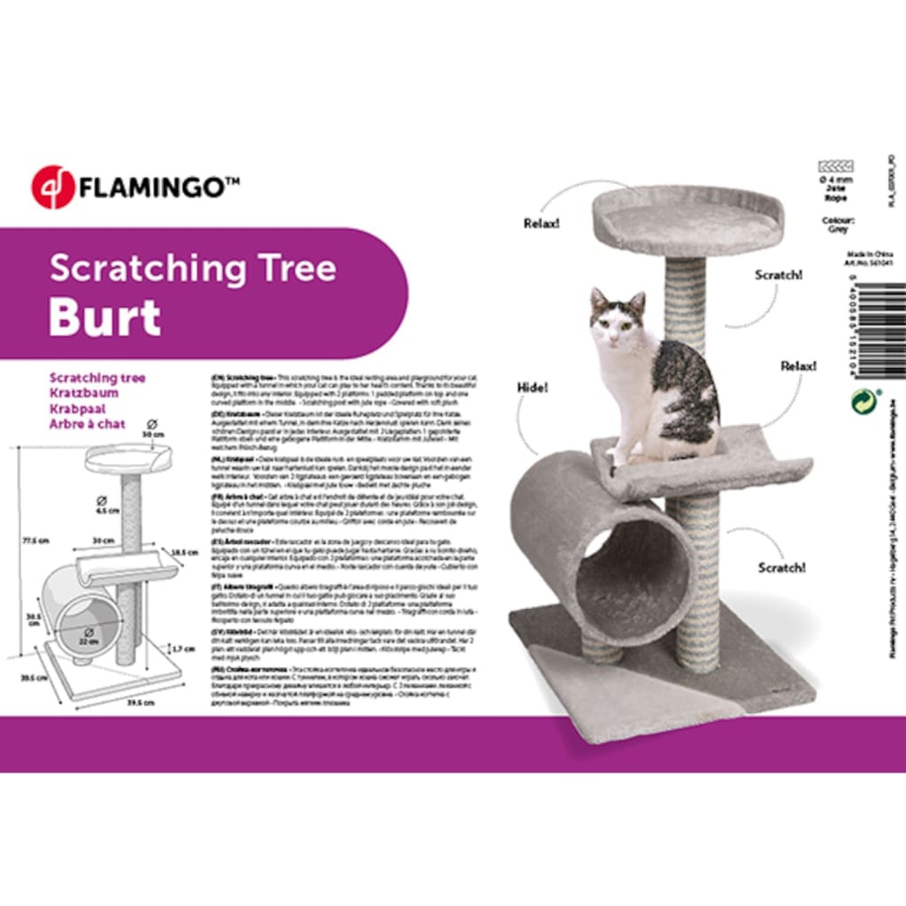 Flamingo Cat Furniture Burt 40x40x77 cm Gray