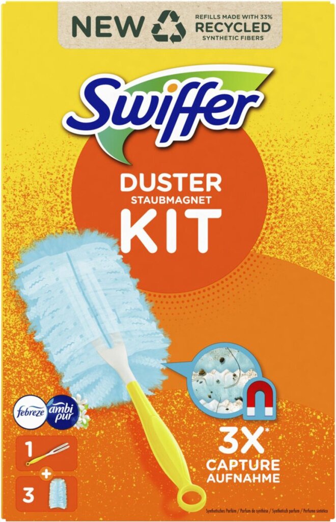 Kit de démarrage de chiffons anti-poussière Swiffer Duster + 3 recharges Febreze