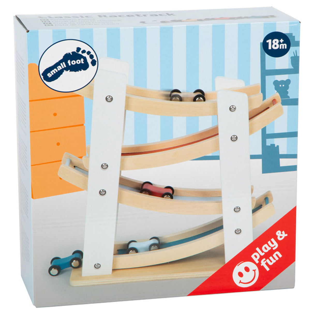 Petit pied - autoroute en bois avec 4 voitures