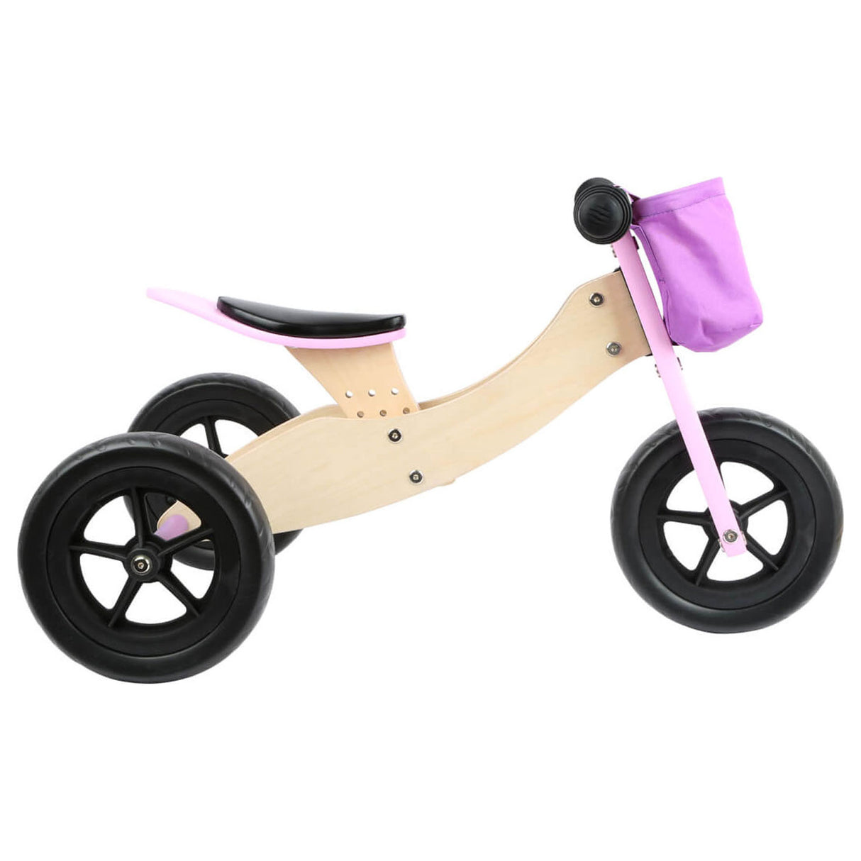 Petit pied - Tricycle en bois et vélo d'équilibre 2in1 maxi rose