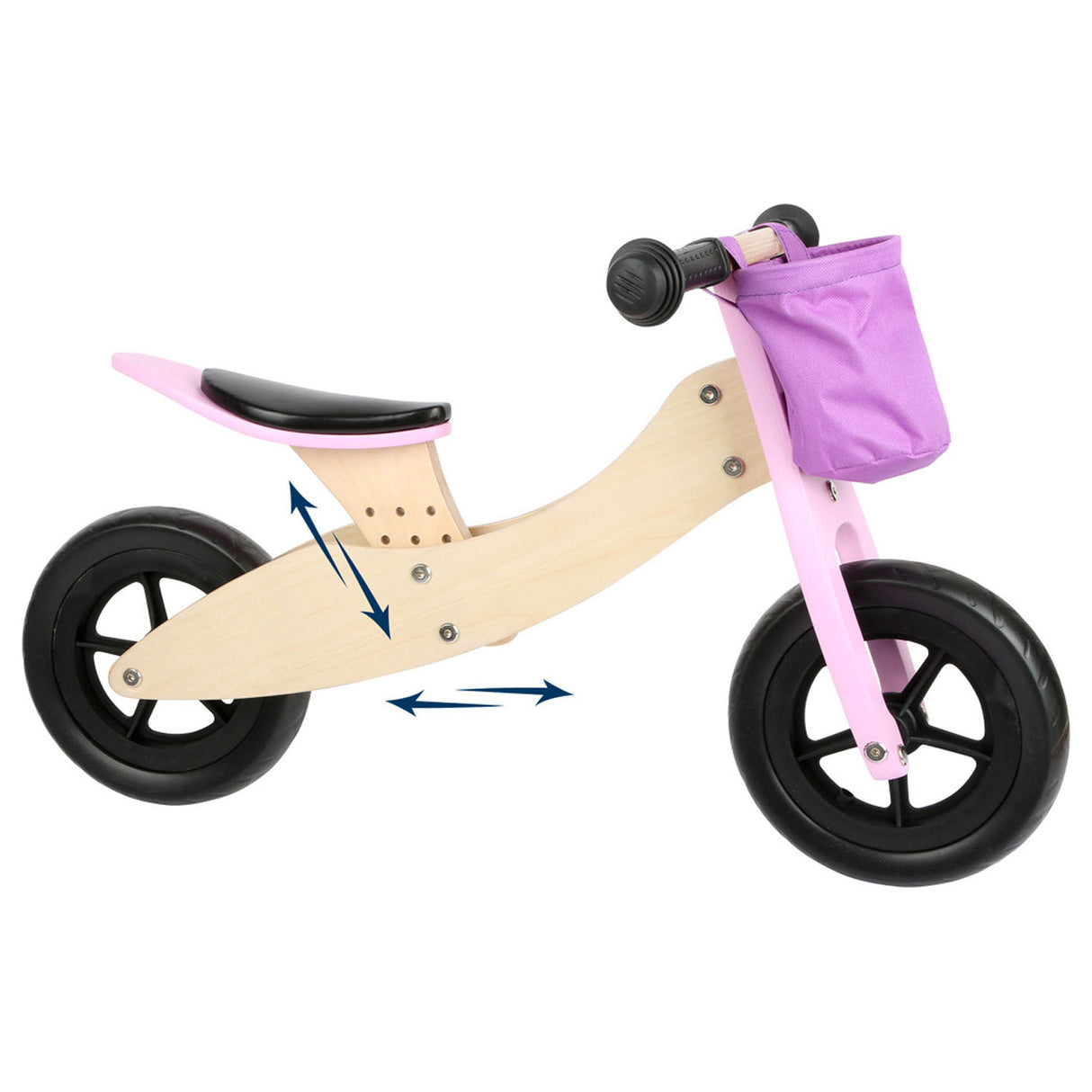Petit pied - Tricycle en bois et vélo d'équilibre 2in1 maxi rose