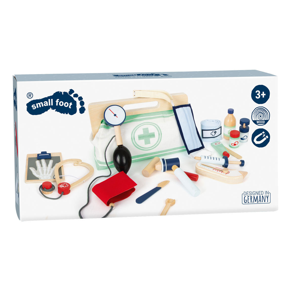 Petit pied - Sac docteur avec accessoires de doctorat en bois, 18dlg.