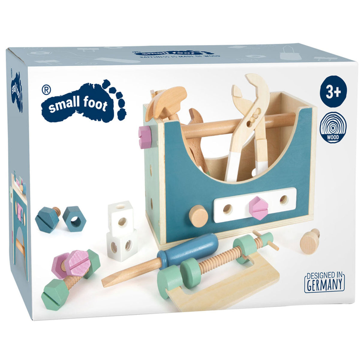 Petit pied - boîte à outils en bois nordique 2in1, 28dlg.