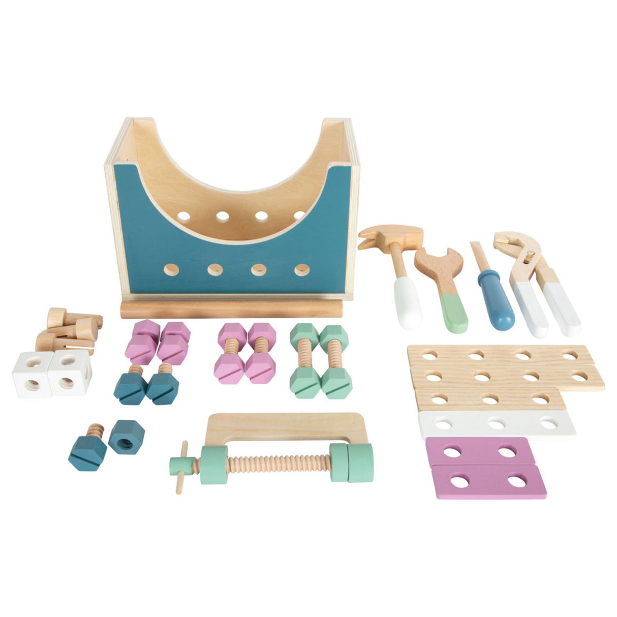 Petit pied - boîte à outils en bois nordique 2in1, 28dlg.