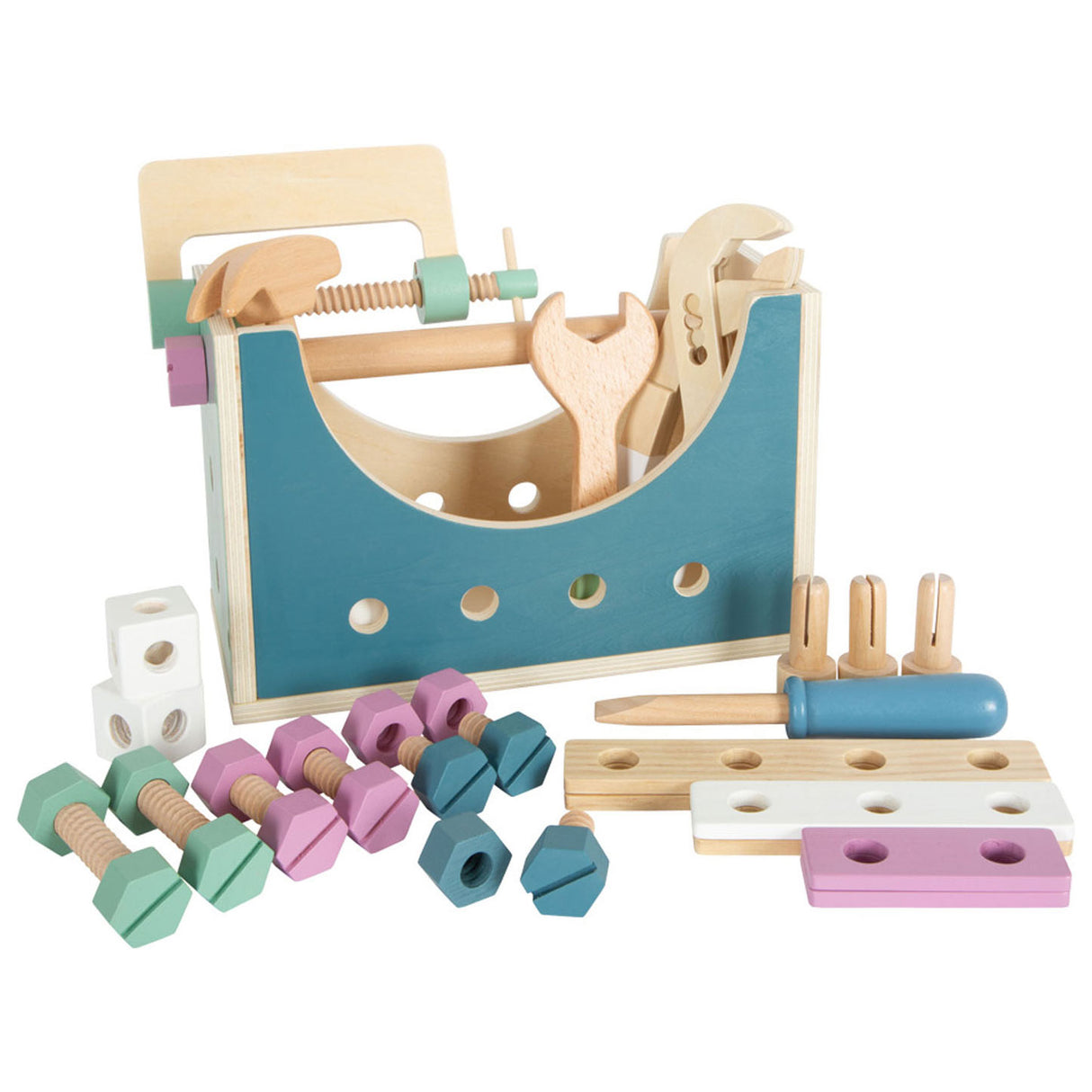 Petit pied - boîte à outils en bois nordique 2in1, 28dlg.