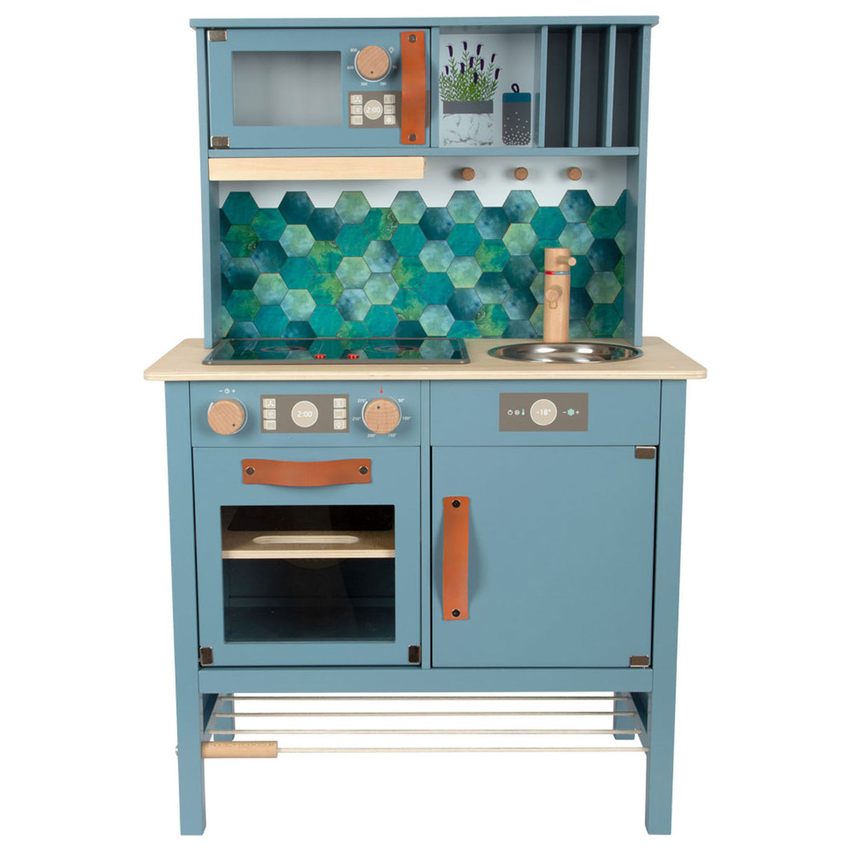 Petit pied - cuisine pour enfants en bois bleu, 7dlg.