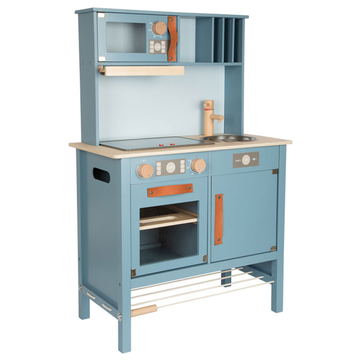 Petit pied - cuisine pour enfants en bois bleu, 7dlg.
