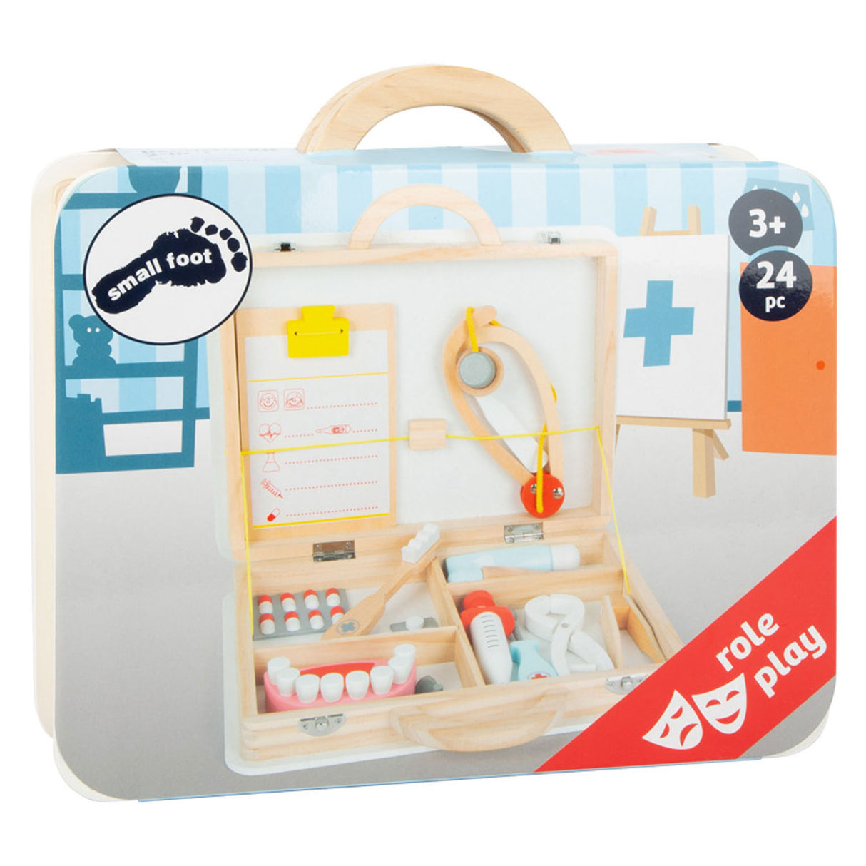 Small foot - coffret médecin et dentiste en bois 2 en 1 dans un étui
