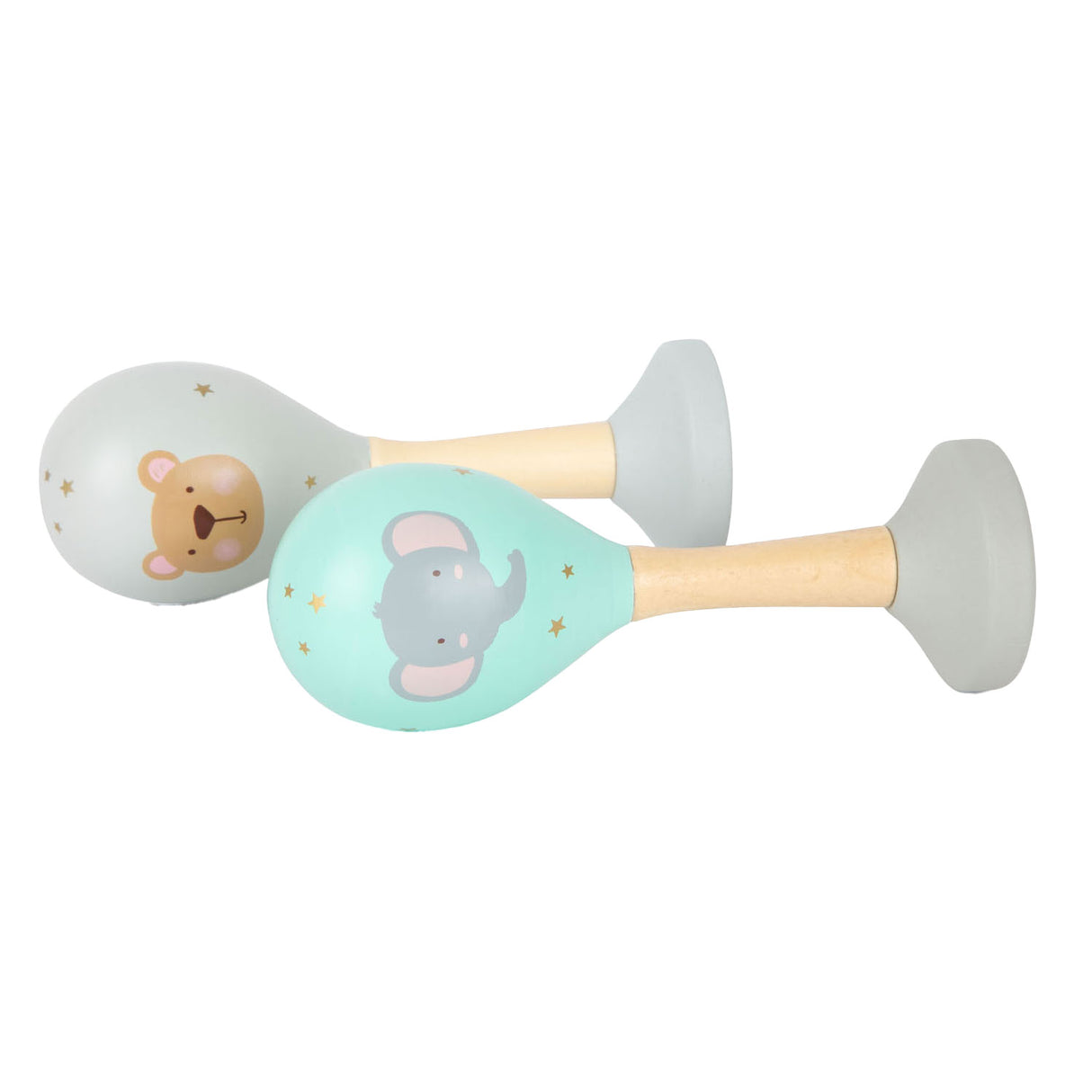 Small foot - hochet bébé en bois maracas animal, lot de 2