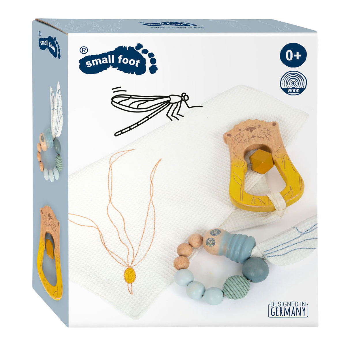Petit pieds de câlin de mer côte de mer avec hochet et captivant, 3dlg.