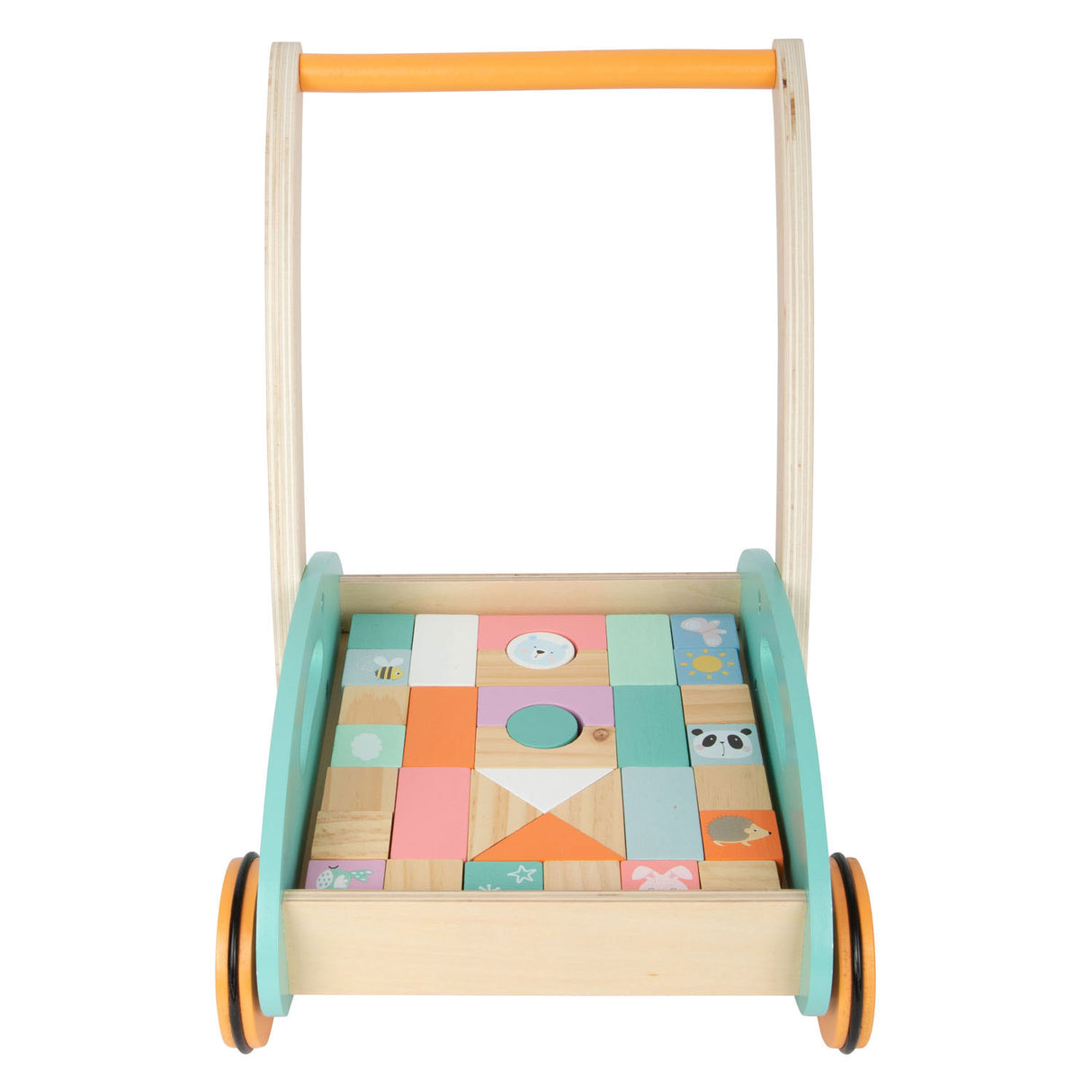 Small foot - trotteur en bois avec blocs pastel, 35 pièces.