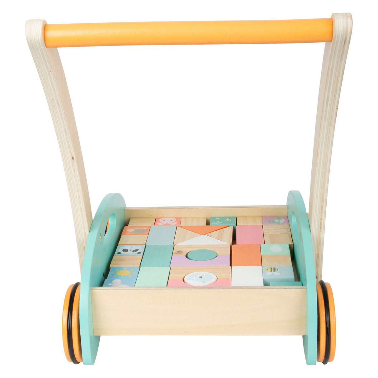 Small foot - trotteur en bois avec blocs pastel, 35 pièces.