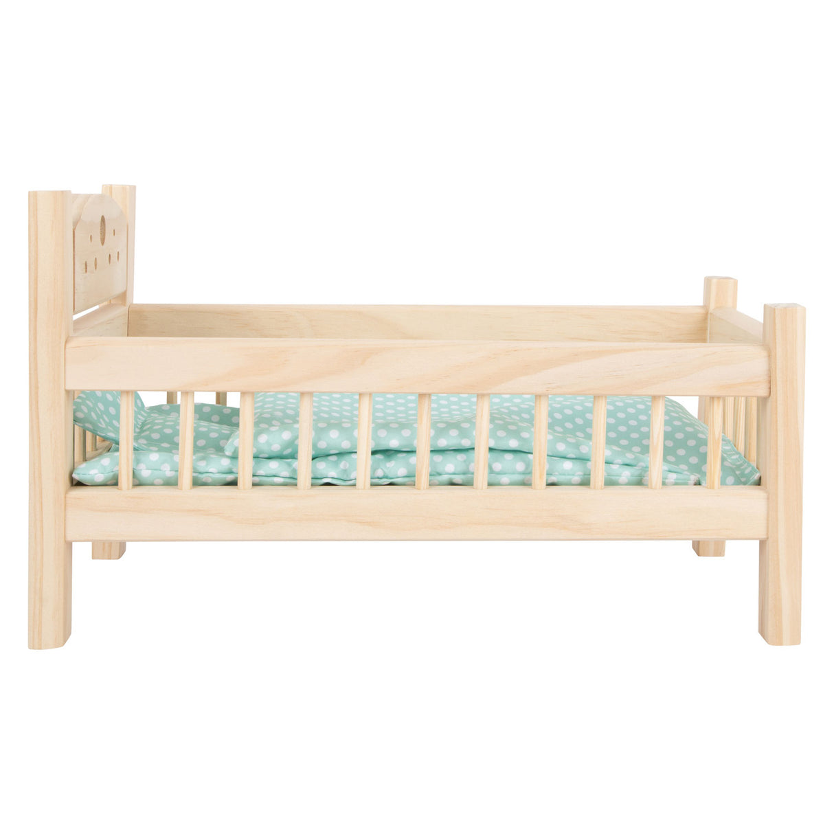 Petit pied - lit de poupée en bois bien sûr avec literie, 4ldg.