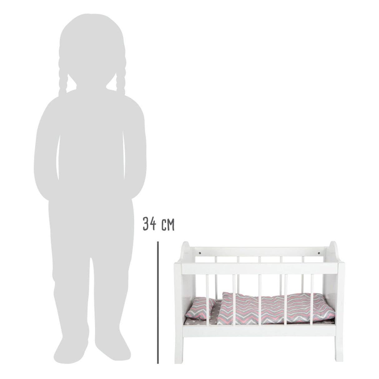 Lit de poupée Small Foot avec literie junior 50 x 30 cm bois blanc
